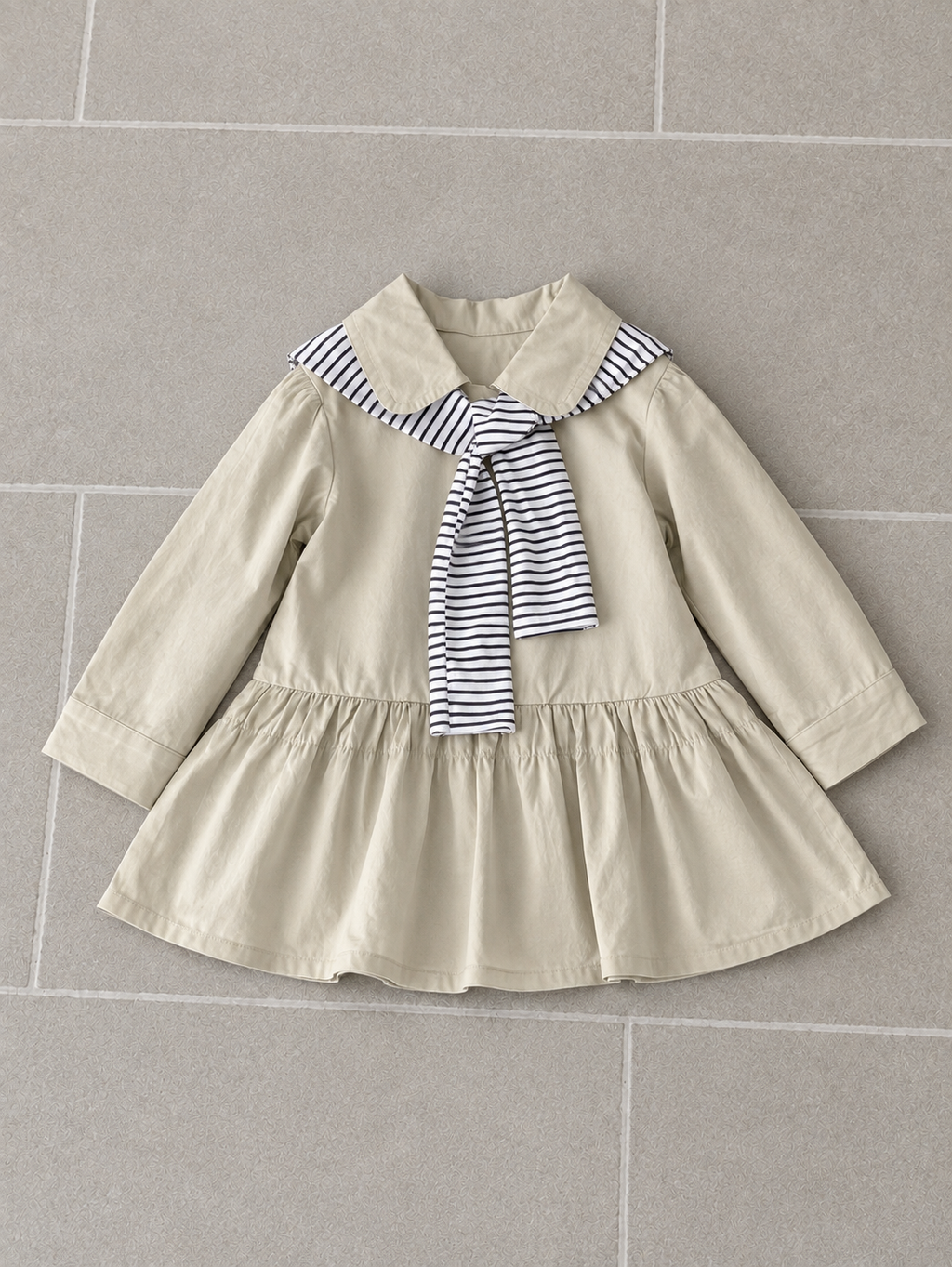 Girl Dress Mix With Striped Scarf