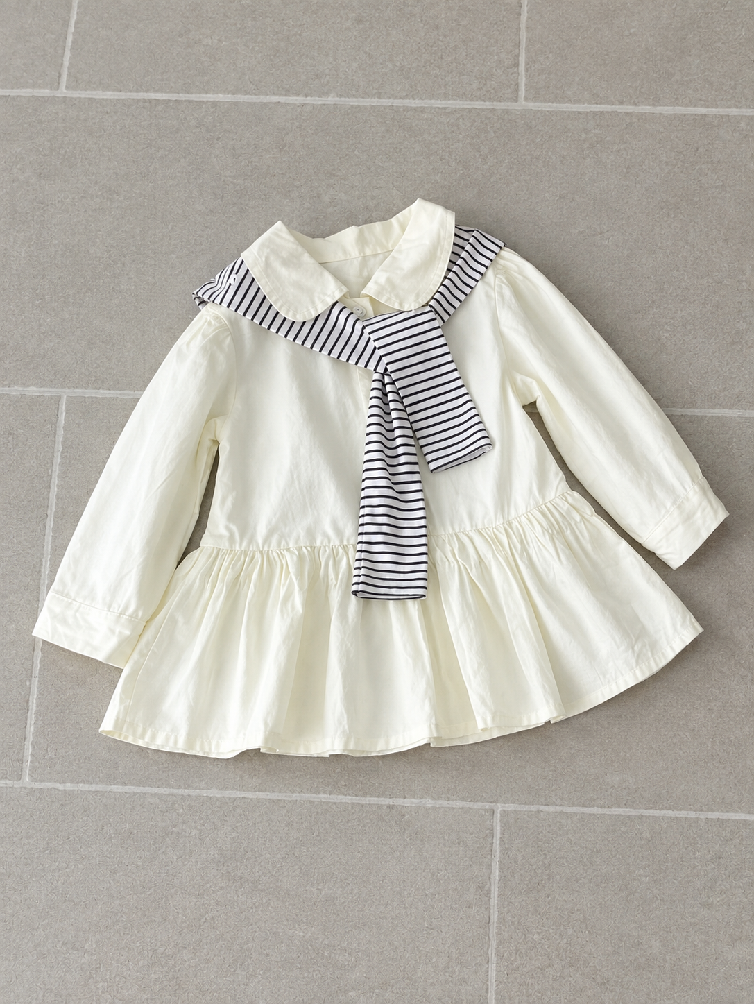 Girl Dress Mix With Striped Scarf