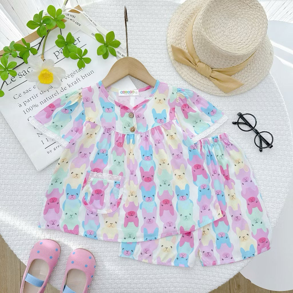 Girl short sleeve and short pant homewear set