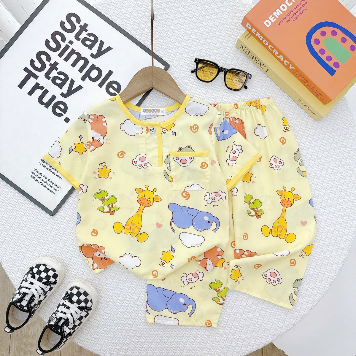 Boy short sleeve and long pant homewear set