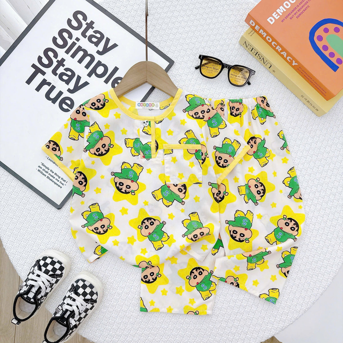 Boy short sleeve and long pant homewear set