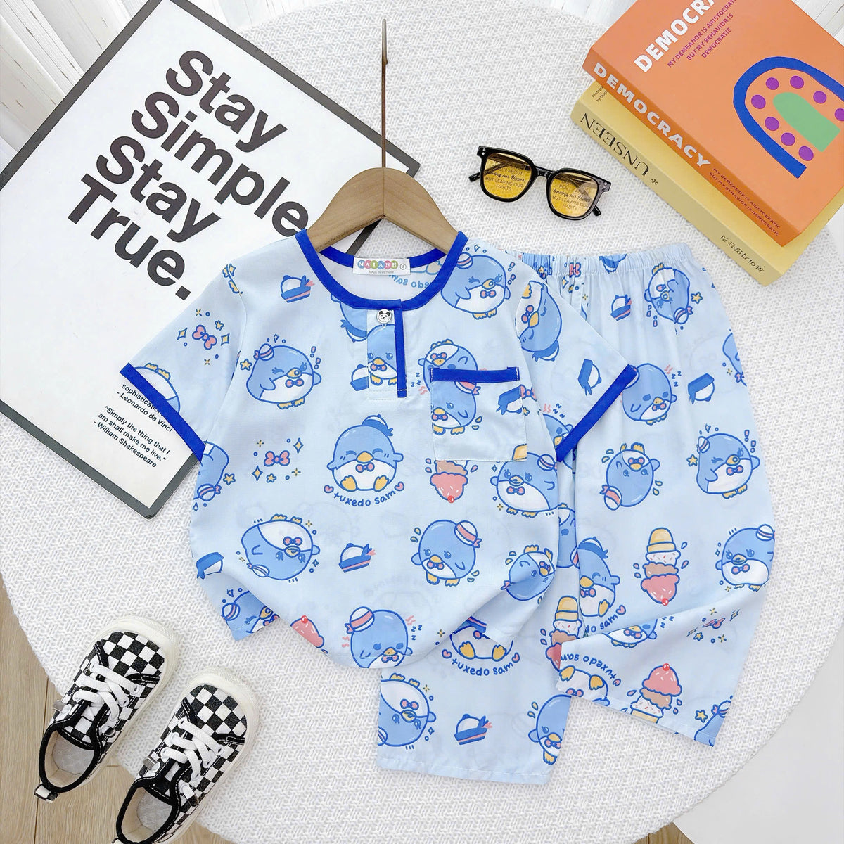 Boy short sleeve and long pant homewear set