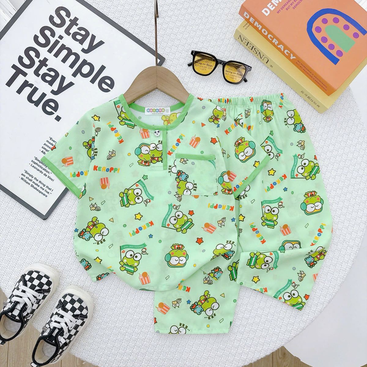 Boy short sleeve and long pant homewear set