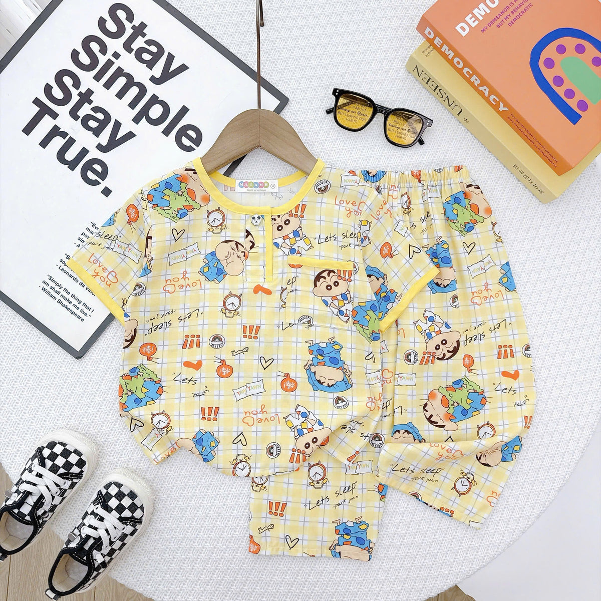 Boy short sleeve and long pant homewear set