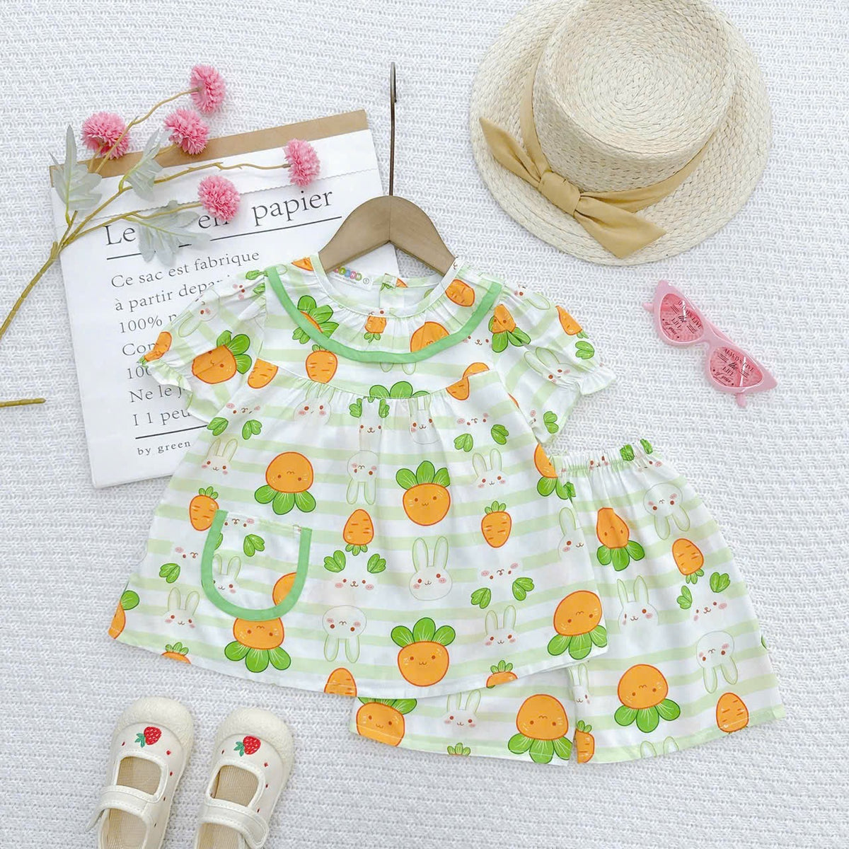 Girl short sleeve and short pant homewear set