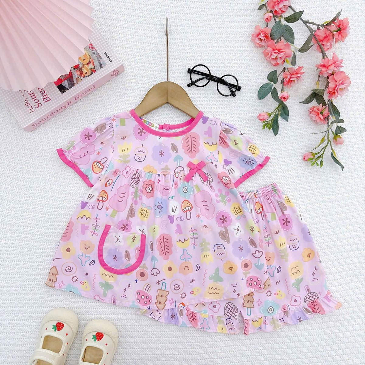 Girl short sleeve and short pant homewear set