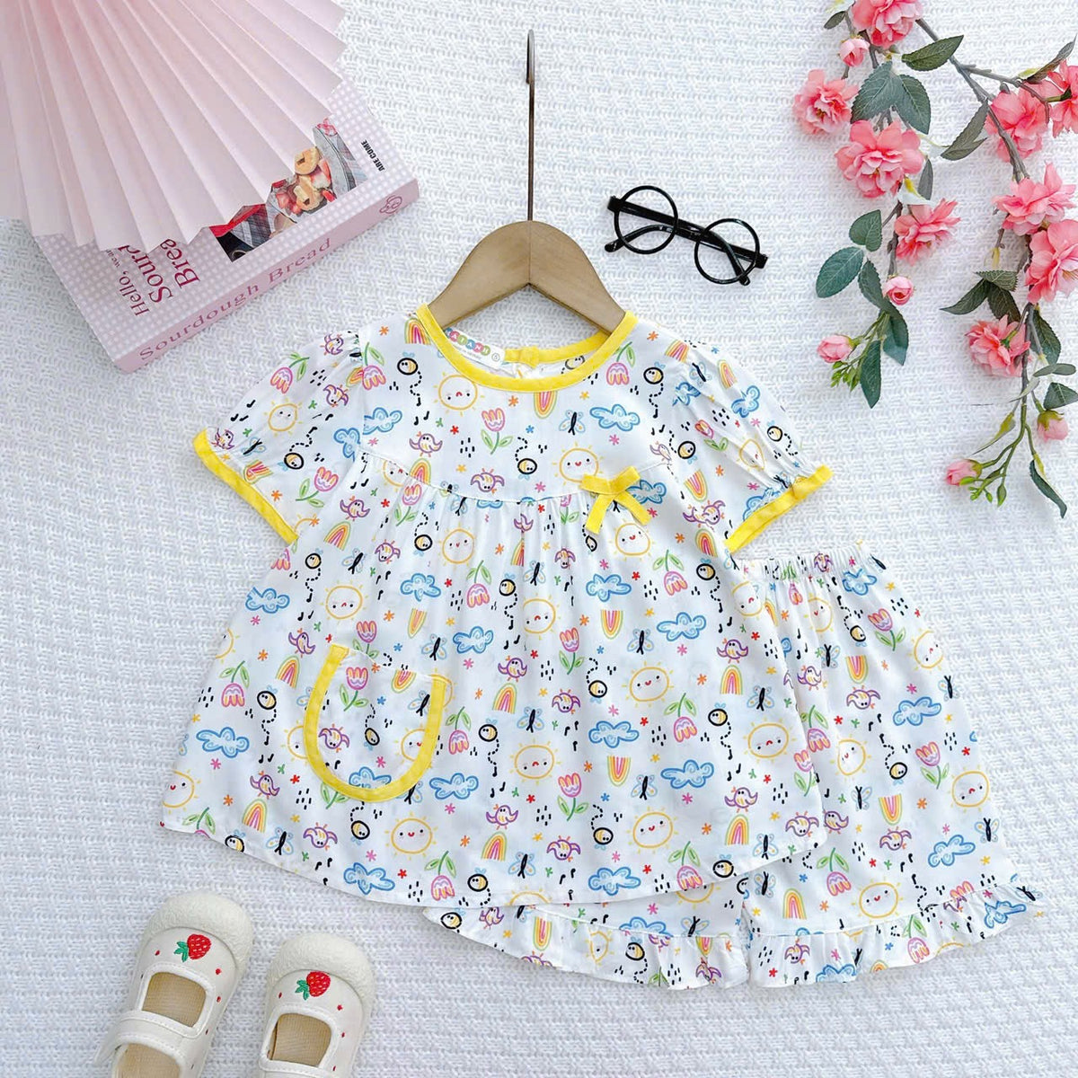 Girl short sleeve and short pant homewear set