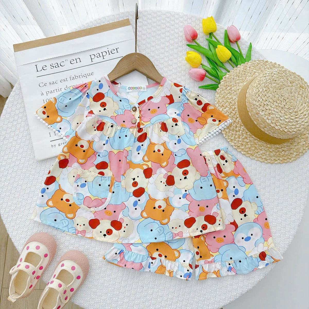 Girl short sleeve and short pant homewear set