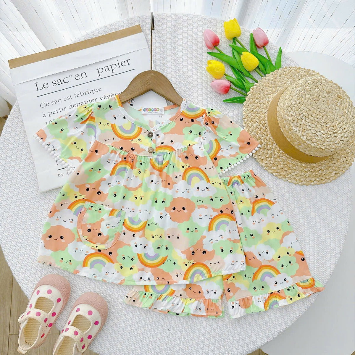 Girl short sleeve and short pant homewear set
