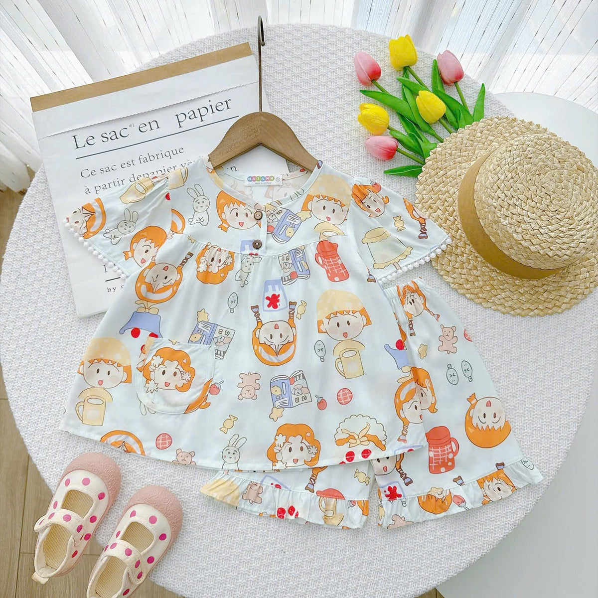 Girl short sleeve and short pant homewear set
