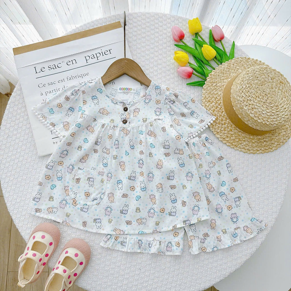 Girl short sleeve and short pant homewear set